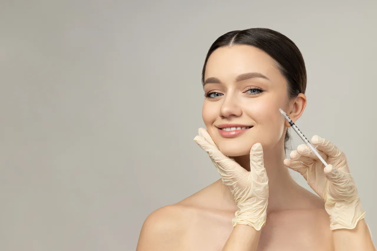Young woman receiving a facial injection