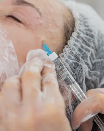 Инъекция пациентке в шапочке